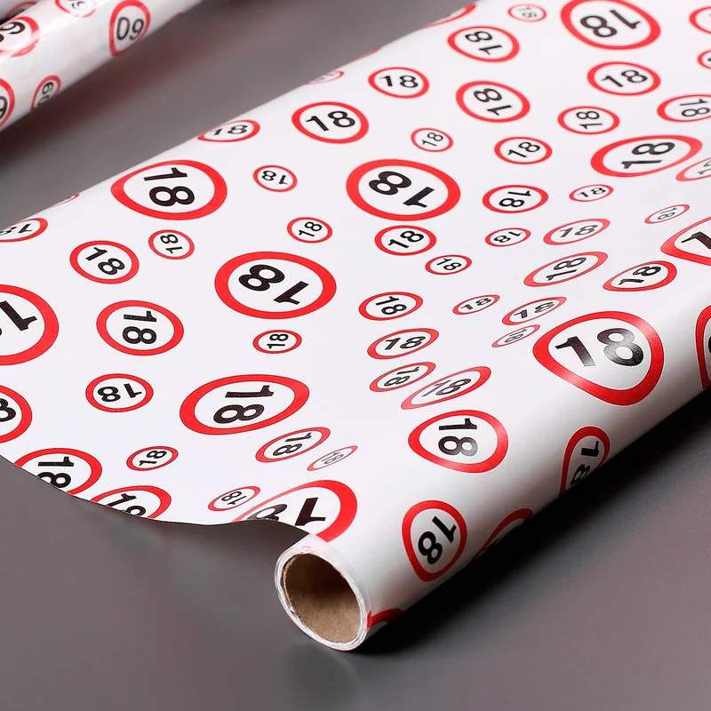 Geschenkpapier in Verkehrszeichenoptik zum 18. Geburtstag