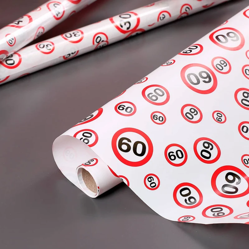 Geschenkpapier mit Verkehrsschildern zum 60. Geburtstag