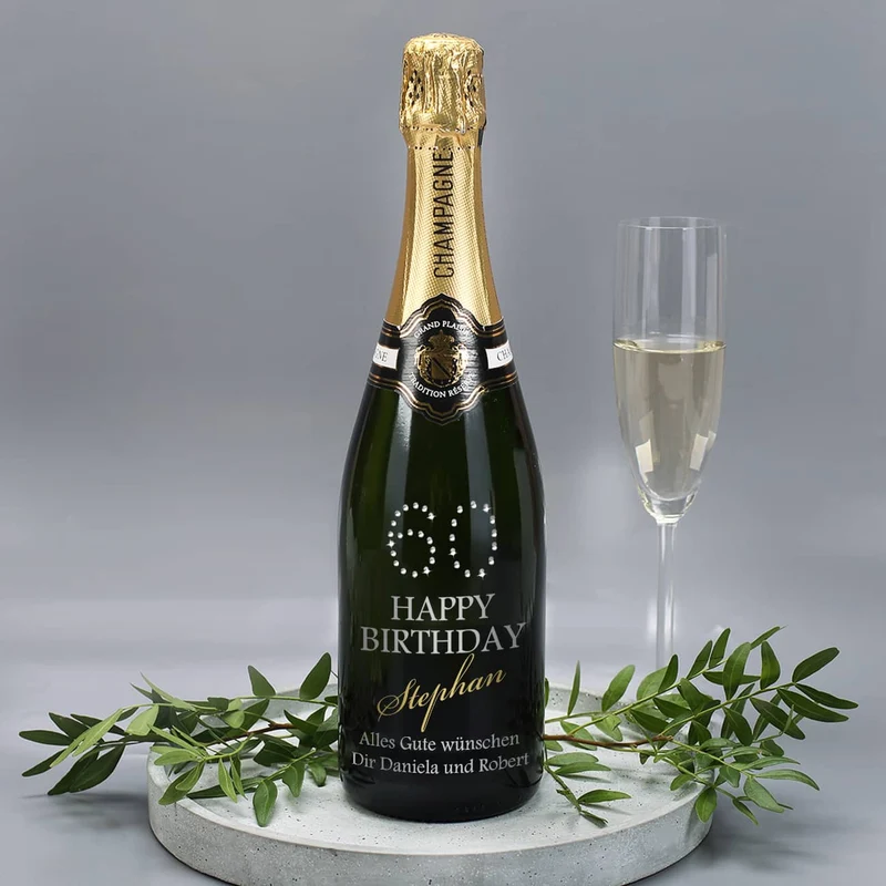 Geschenkidee zum 60. Geburtstag Champagner mit Gravur