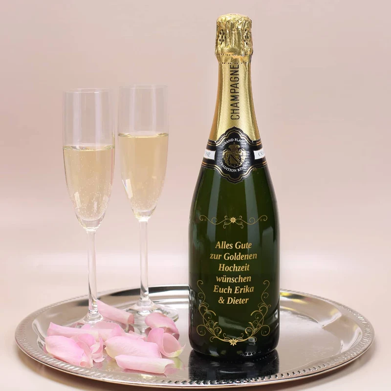 Edler Champagner mit frei wählbarem Wunschtext
