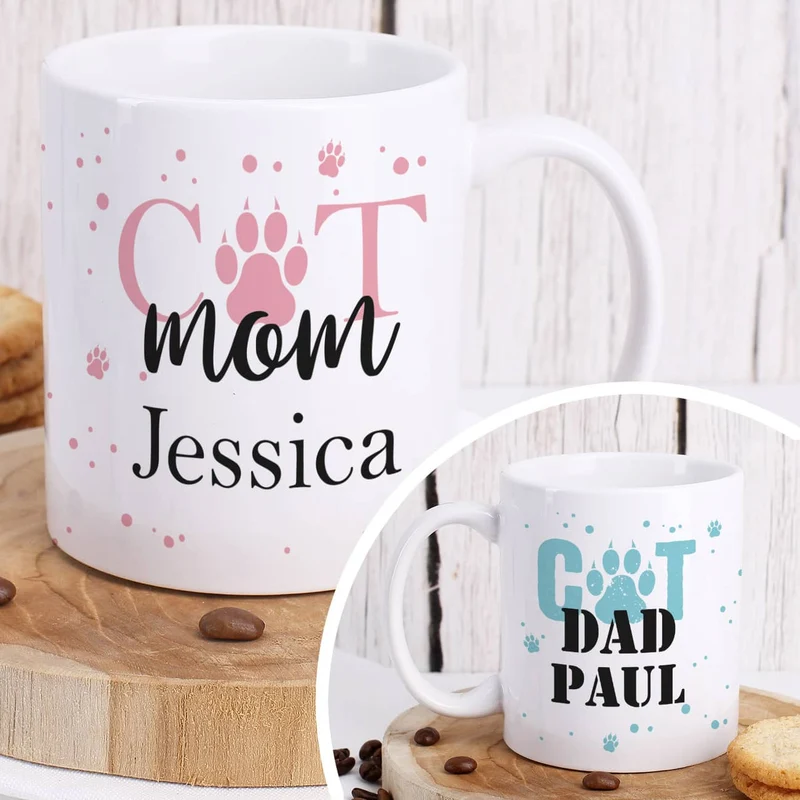 Kaffeetasse Cat Mom | Cat Dad mit Namen
