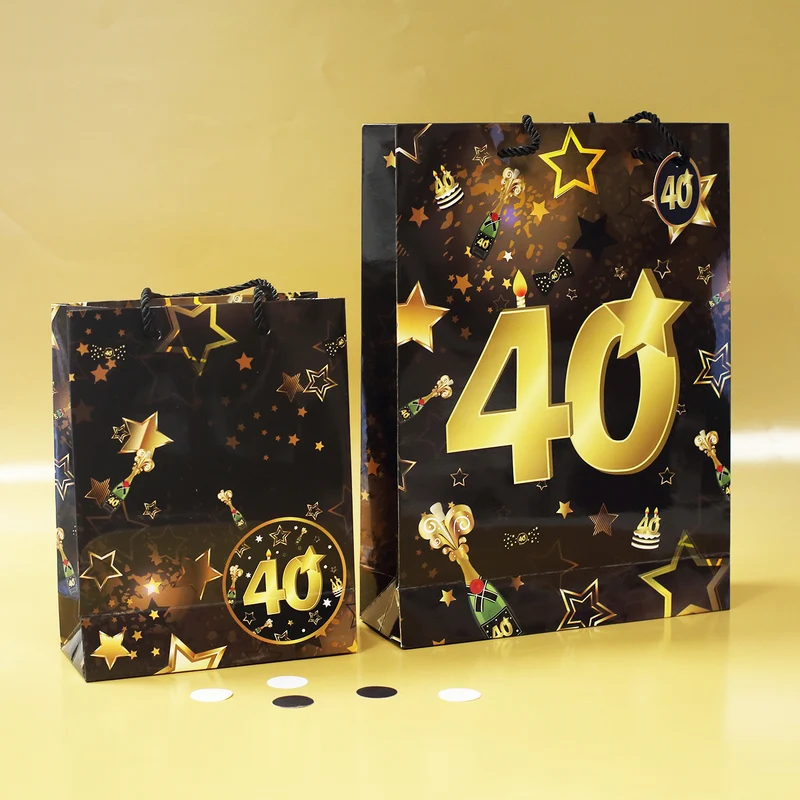 2-tlg. Geschenk-Taschen-Set - 40 schwarz/gold