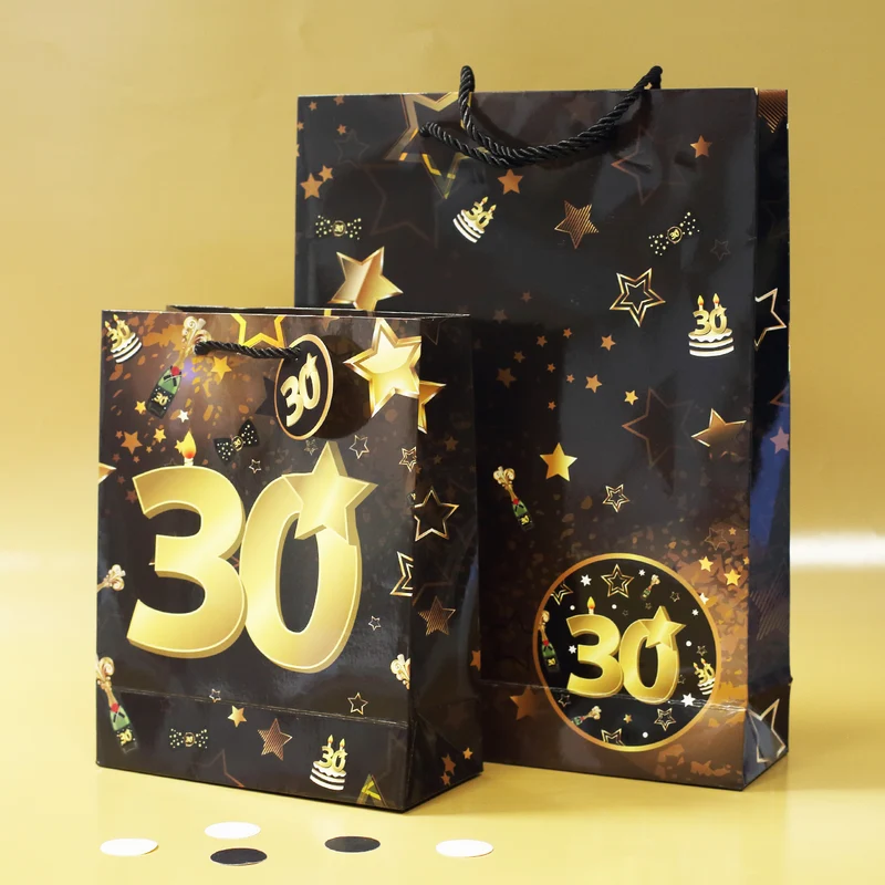 2-tlg. Geschenk-Taschen-Set - 30 schwarz/gold