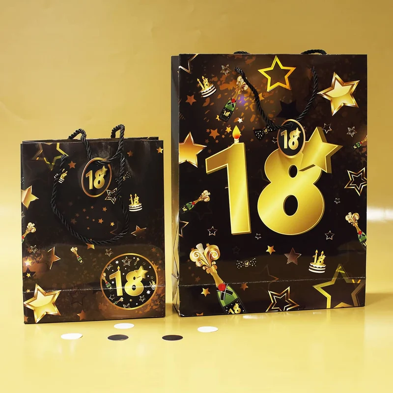 2-tlg. Geschenk-Taschen-Set - 18 schwarz/gold