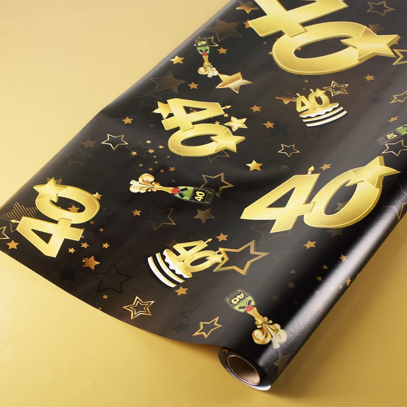 Geschenkpapier zum 40. Geburtstag schwarz/gold