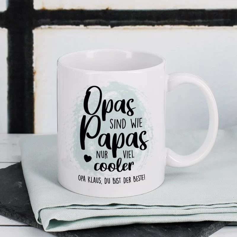 Opa ist cooler - persönlich bedruckte Tasse für Opas