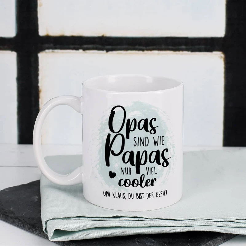 Opa ist cooler - persönlich bedruckte Tasse für Opas