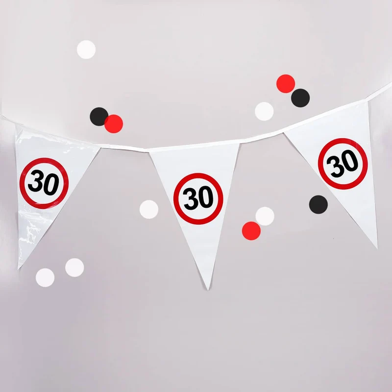 Wimpel-Girlande mit 30er Verkehrszeichen