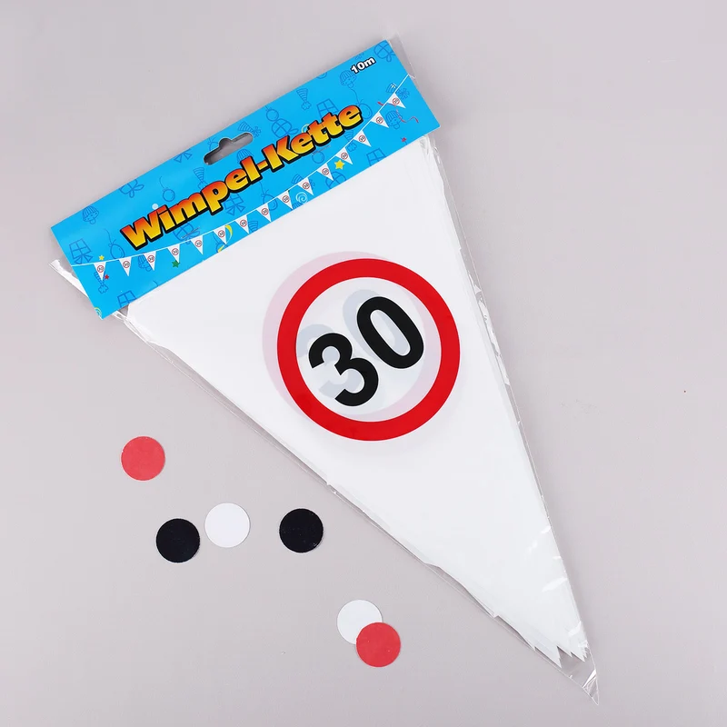 Wimpel-Girlande mit 30er Verkehrszeichen