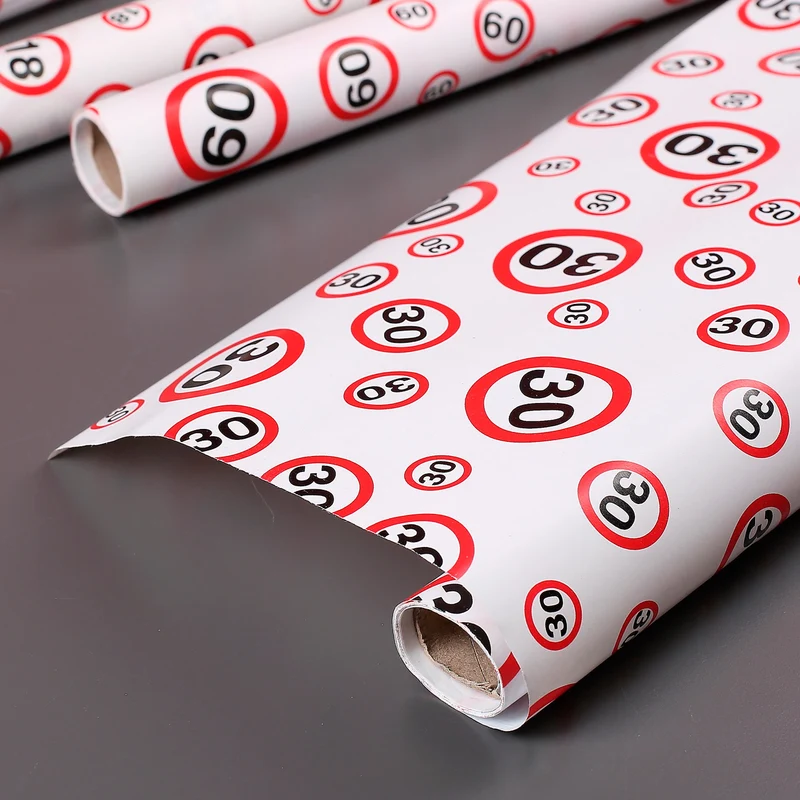 Geschenkpapier mit Verkehrszeichen-Motiv zum 30. Geburtstag