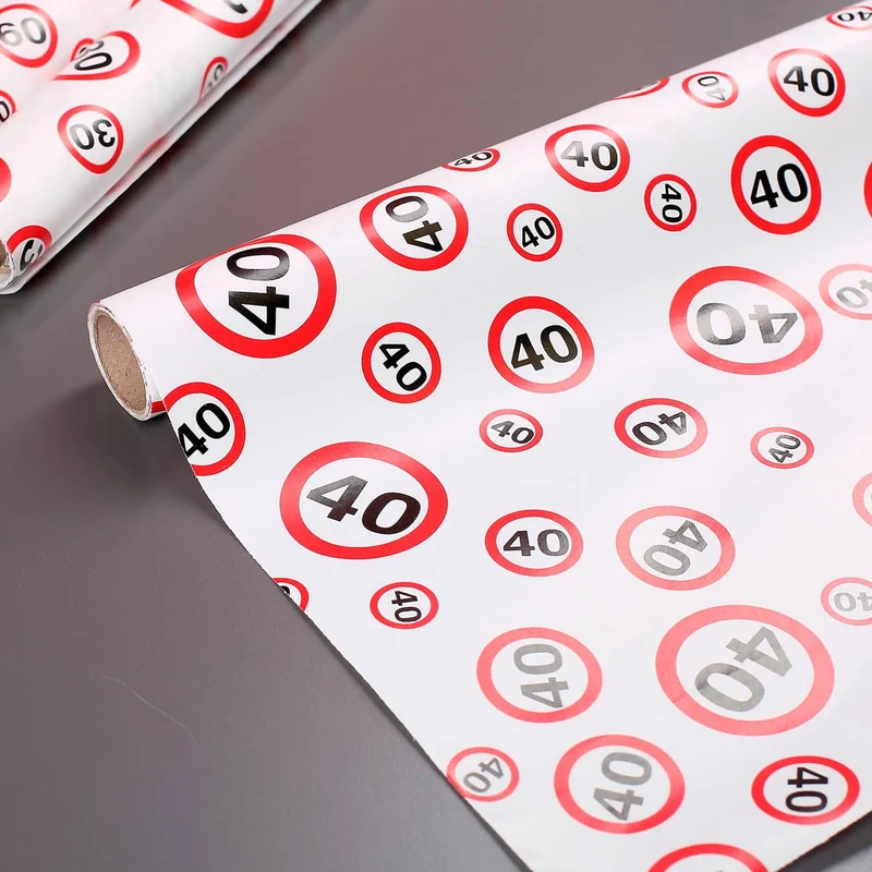 Geschenkpapier zum 40. Geburtstag im Verkehrszeichen-Look