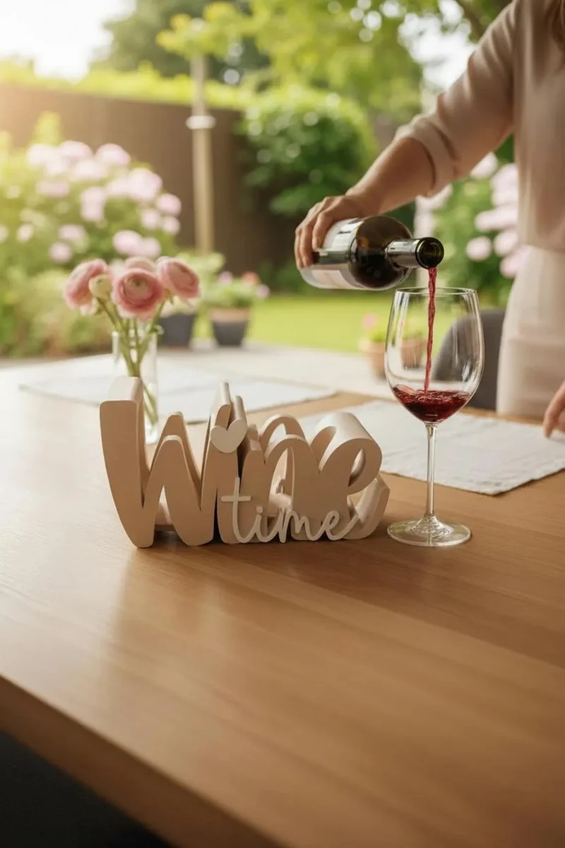Wein Geschenk Set Geschenk für Freundin | JGA Deko | Geburtstagsgeschenk | Party Deko | Weinhalter mit Glas | Sommerparty Tischdeko
