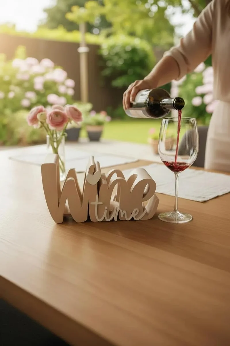 Wein Geschenk Set Geschenk für Freundin | JGA Deko | Geburtstagsgeschenk | Party Deko | Weinhalter mit Glas | Sommerparty Tischdeko