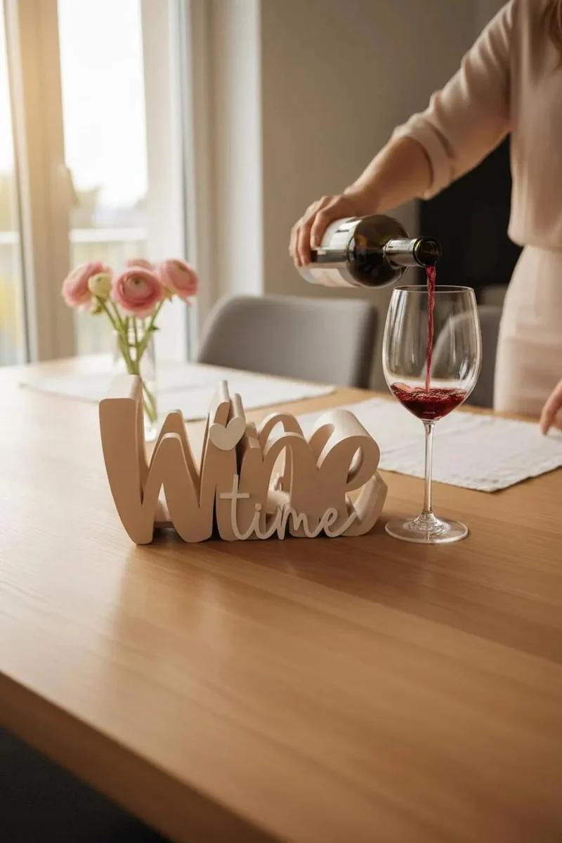 Wein Geschenk Set Geschenk für Freundin | JGA Deko | Geburtstagsgeschenk | Party Deko | Weinhalter mit Glas | Sommerparty Tischdeko