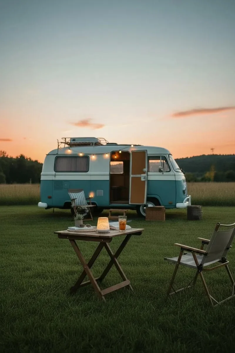 Camping Windlichtlampe – „Lebe Liebe Camping“ – Dekorative Lichthülle – für LED Teelicht – Ambientelicht Camper Geschenk