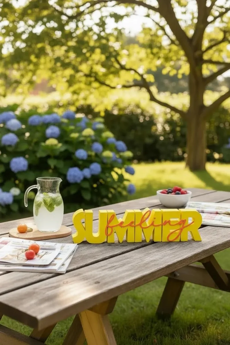 Summer Feeling Deko Schriftzug – Sommer Deko Outdoor | Gartendeko | 3D Druck Aufsteller | Terrassen Deko | Geschenkidee Sommer