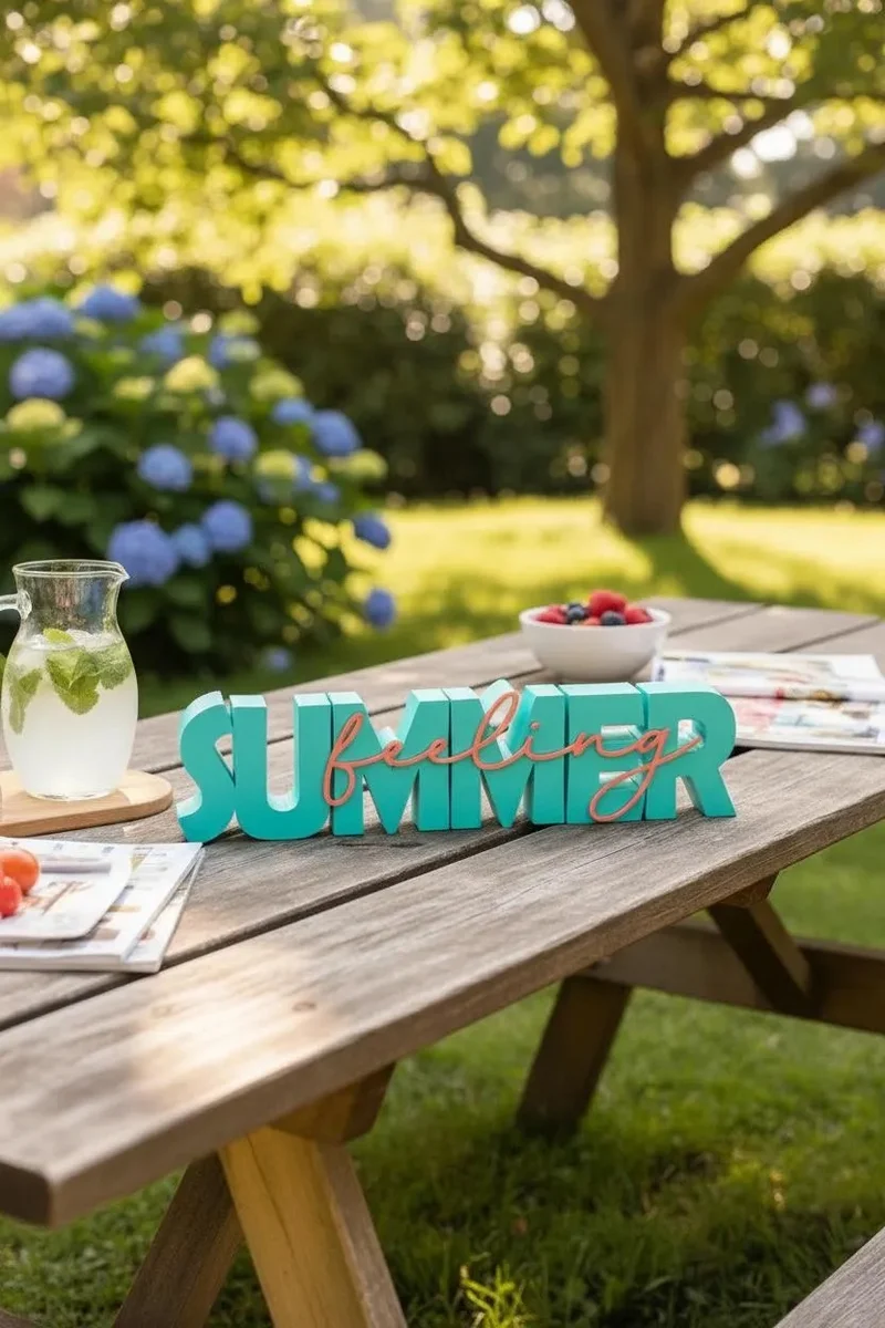Summer Feeling Deko Schriftzug – Sommer Deko Outdoor | Gartendeko | 3D Druck Aufsteller | Terrassen Deko | Geschenkidee Sommer