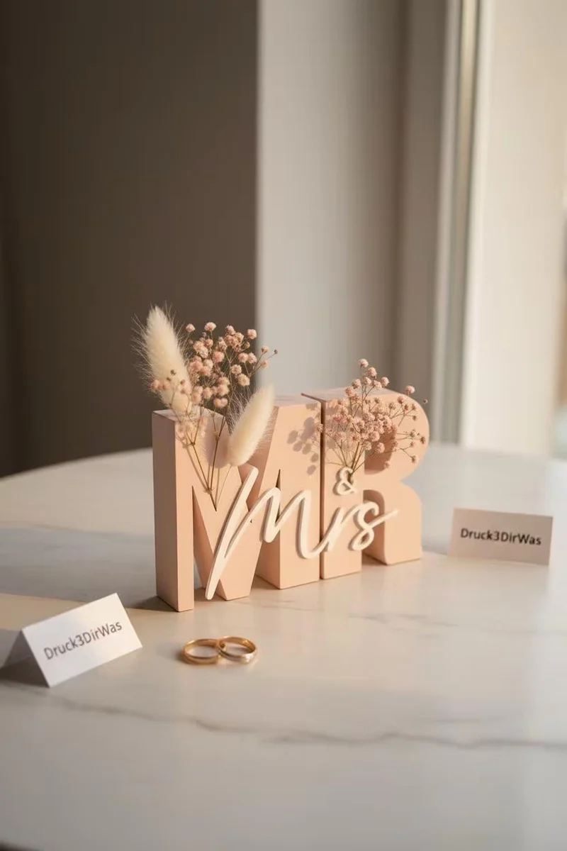 Mr & Mrs Geldgeschenk Hochzeit – Hochzeitsgeschenk mit Reagenzglas | Personalisierte Hochzeitsdeko | 3D Druck Aufsteller | Hochzeit