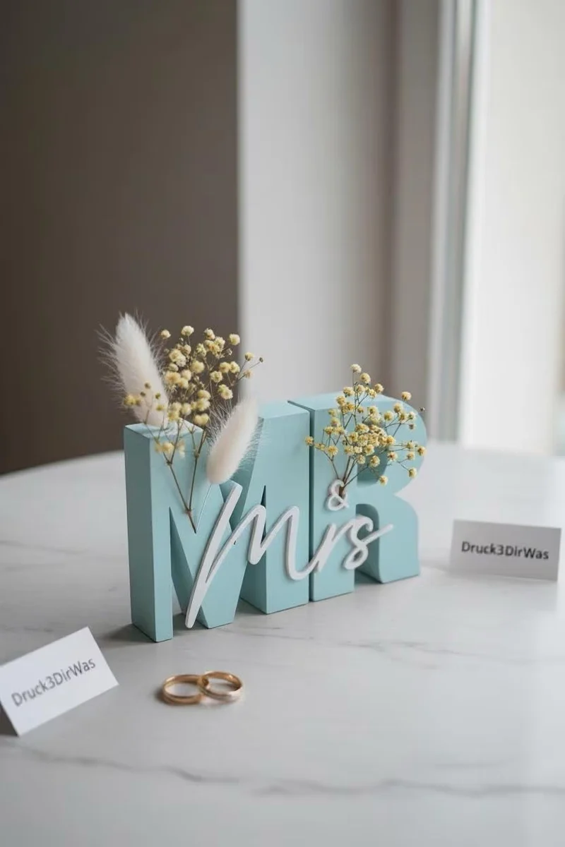 Mr & Mrs Geldgeschenk Hochzeit – Hochzeitsgeschenk mit Reagenzglas | Personalisierte Hochzeitsdeko | 3D Druck Aufsteller | Hochzeit