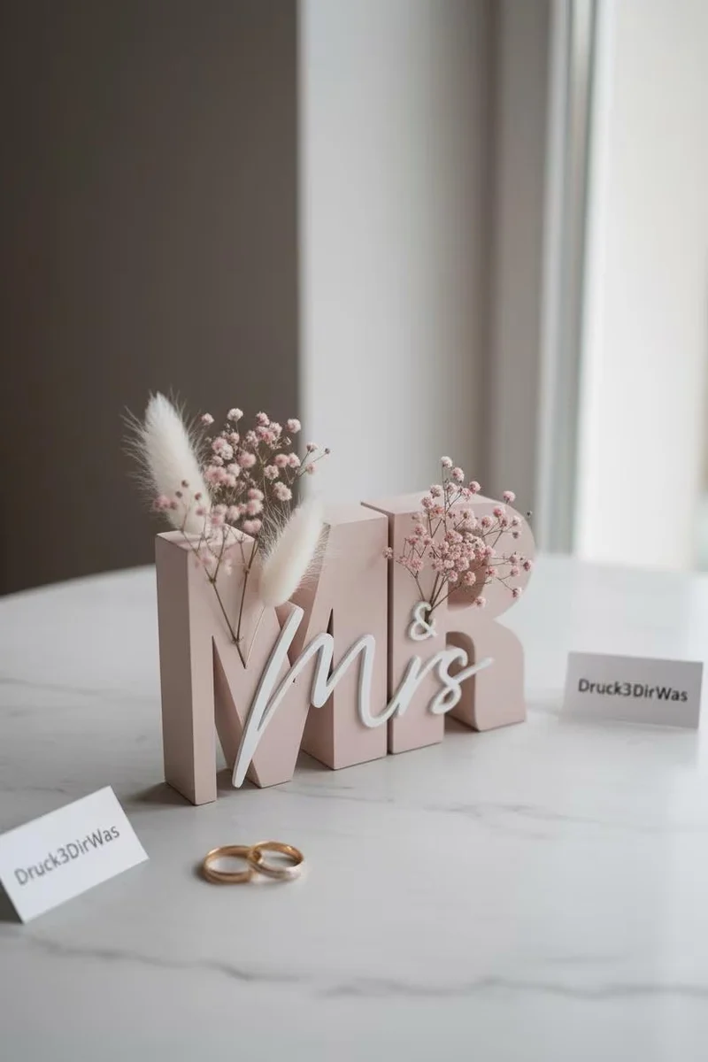 Mr & Mrs Geldgeschenk Hochzeit – Hochzeitsgeschenk mit Reagenzglas | Personalisierte Hochzeitsdeko | 3D Druck Aufsteller | Hochzeit