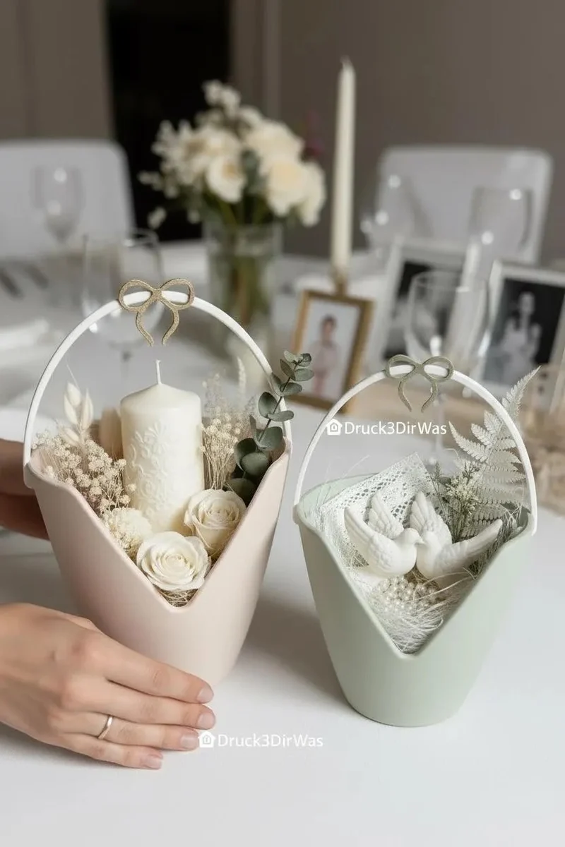 Geschenkkorb mit Henkel – Klein oder Groß | Moderner Präsentkorb | 3D Druck Korb | Minimalistische Geschenkverpackung_Deko