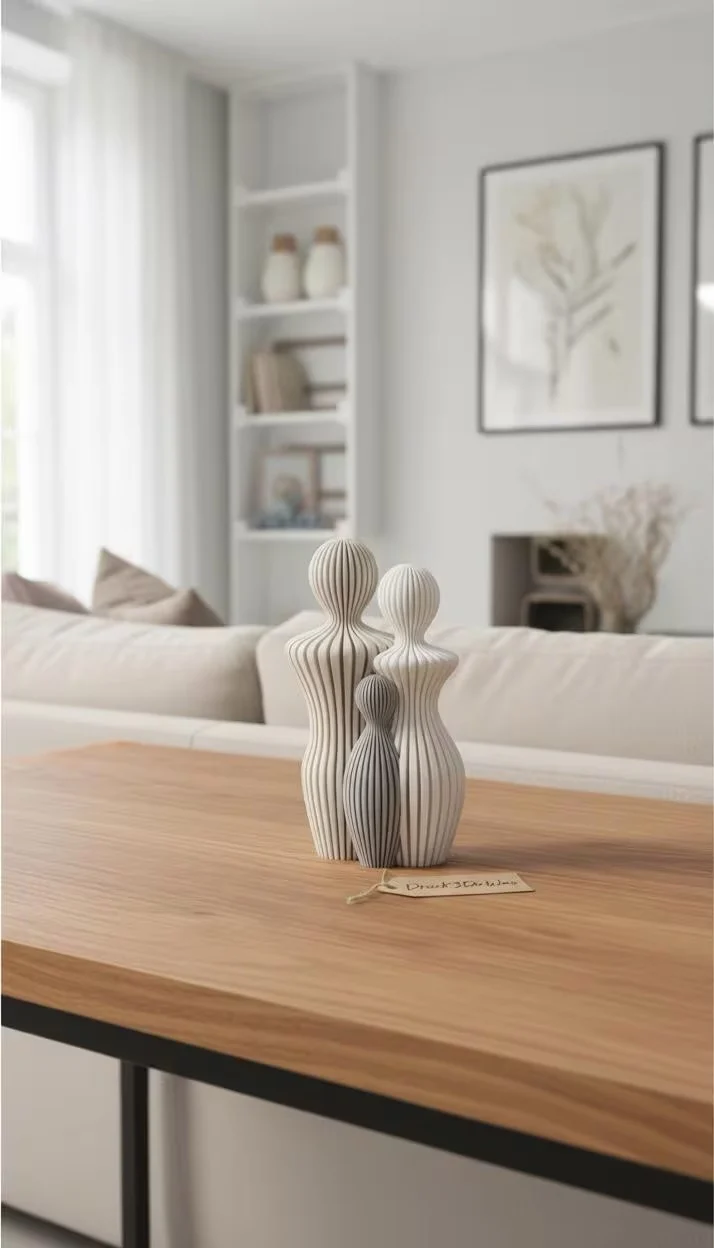 Moderne Familien Skulptur im Japandi Stil – Minimalistische Figuren Deko für stilvolle Wohnräume
