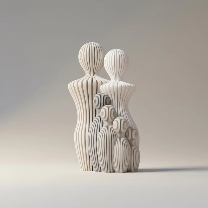 Moderne Familien Skulptur im Japandi Stil – Minimalistische Figuren Deko für stilvolle Wohnräume