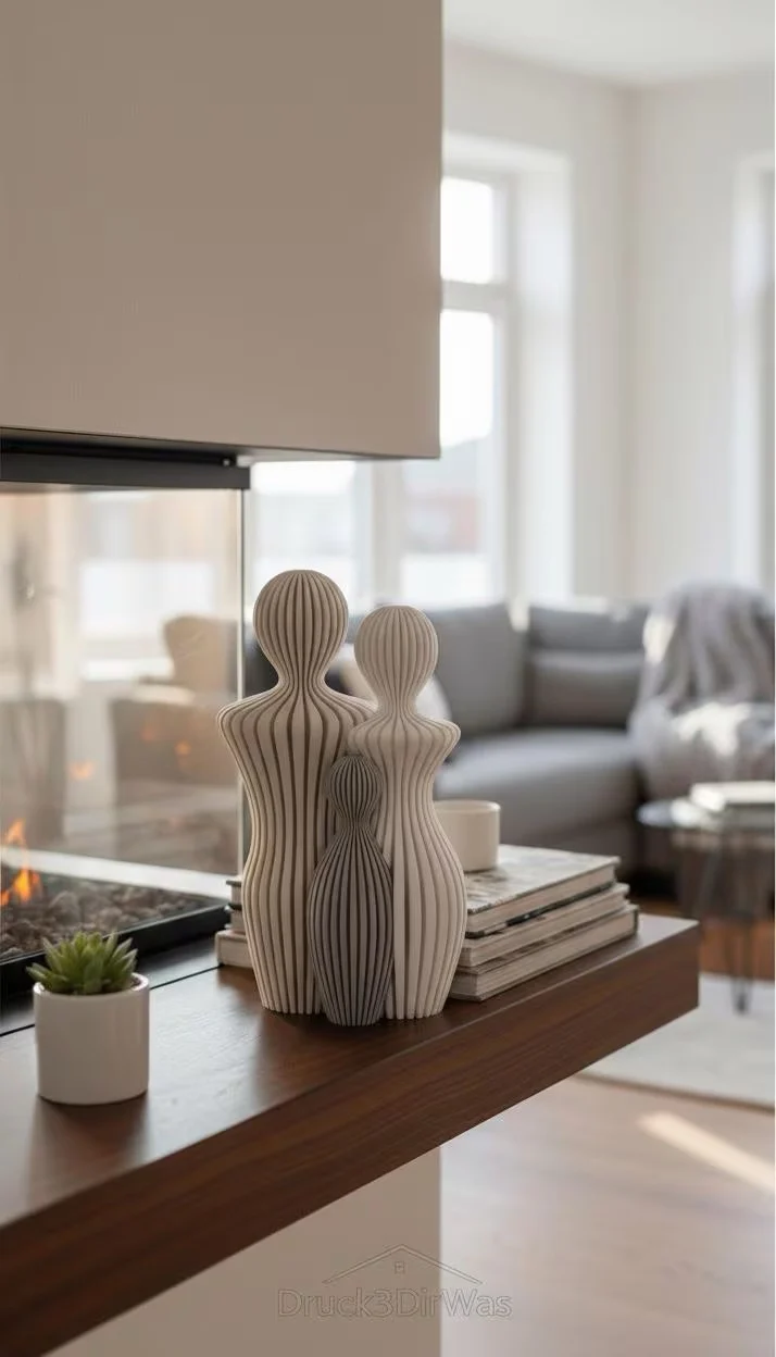 Moderne Familien Skulptur im Japandi Stil – Minimalistische Figuren Deko für stilvolle Wohnräume