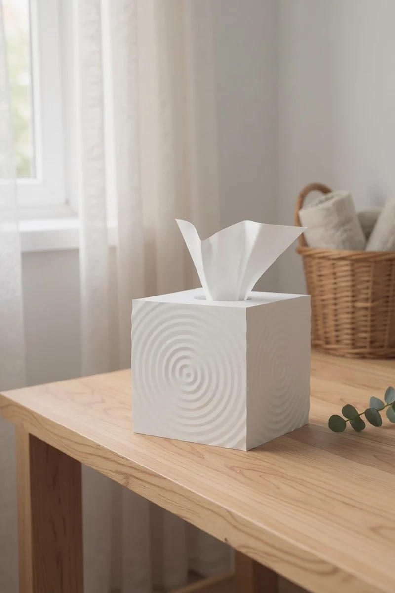 Moderne Tissuebox-Abdeckung – Wellen-Design inspiriert von Wassertropfen | Minimalistische 3D-Druck Taschentuchbox
