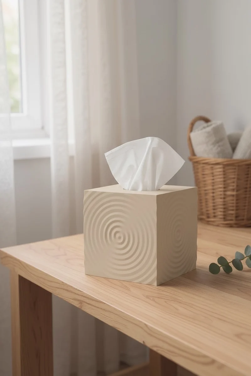 Moderne Tissuebox-Abdeckung – Wellen-Design inspiriert von Wassertropfen | Minimalistische 3D-Druck Taschentuchbox