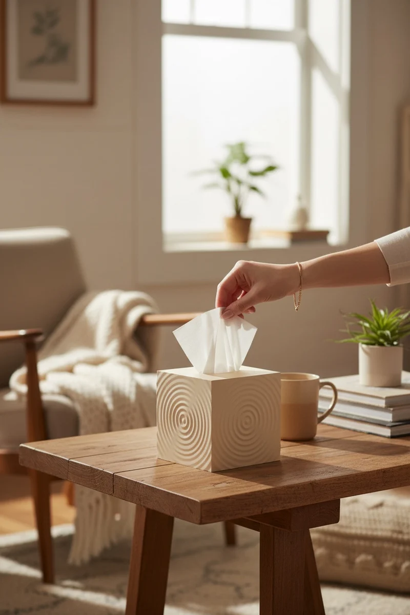 Moderne Tissuebox-Abdeckung – Wellen-Design inspiriert von Wassertropfen | Minimalistische 3D-Druck Taschentuchbox