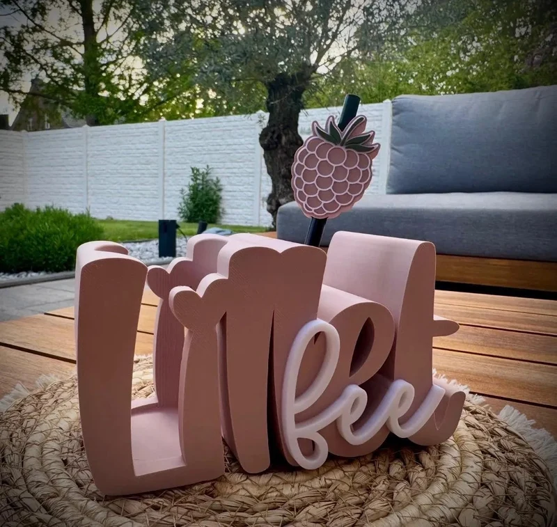 Wildberry Flaschenhalter Set – Geschenk für Frauen – 3D Druck Deko mit Strohhalm und Strohalmtopper – Geburtstag, Mädelsabend