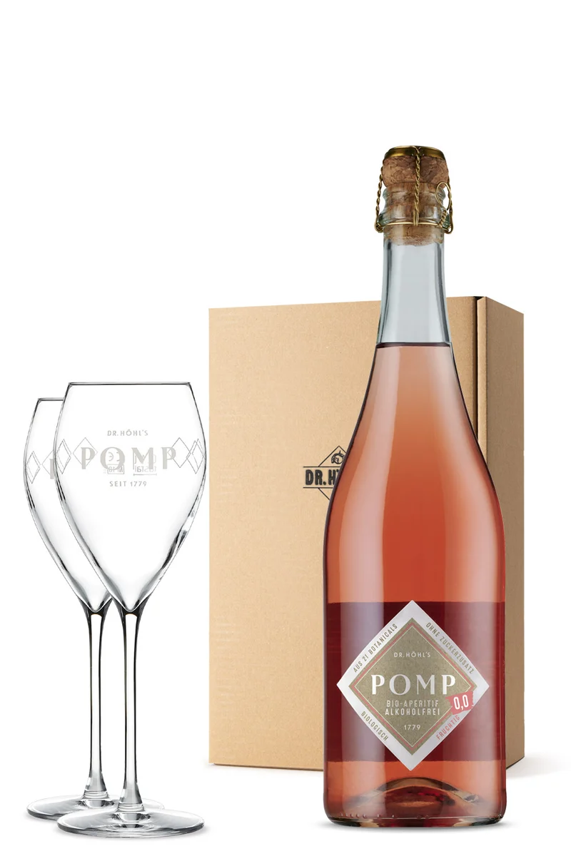 Gourmet Geschenk Set Rosé alkoholfrei mit Gläsern