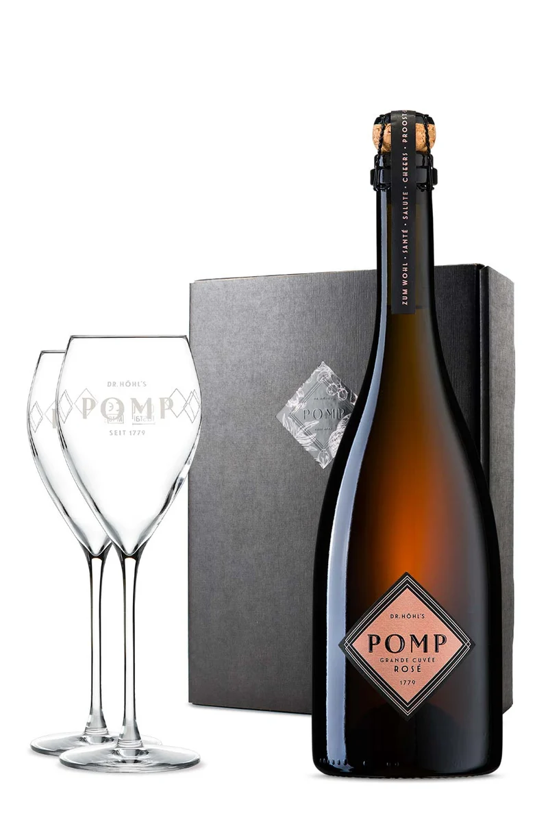 Premium Sektgeschenk Set Rosé mit Gläsern